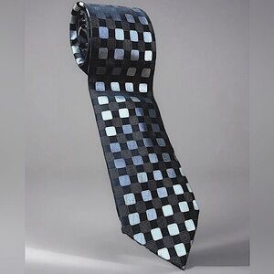 Sean John men's neck tie silk geometric black grey cream preppy office grampa